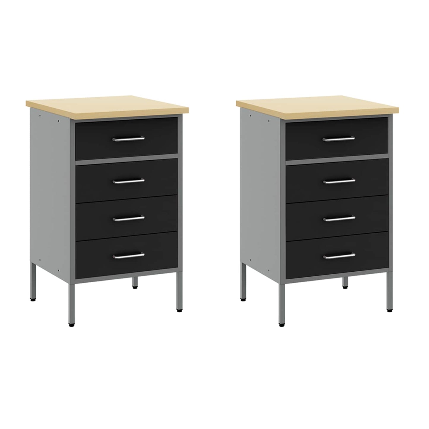 Work Cabinet Set with Drawer with Shelf Manual 5 pcs Black