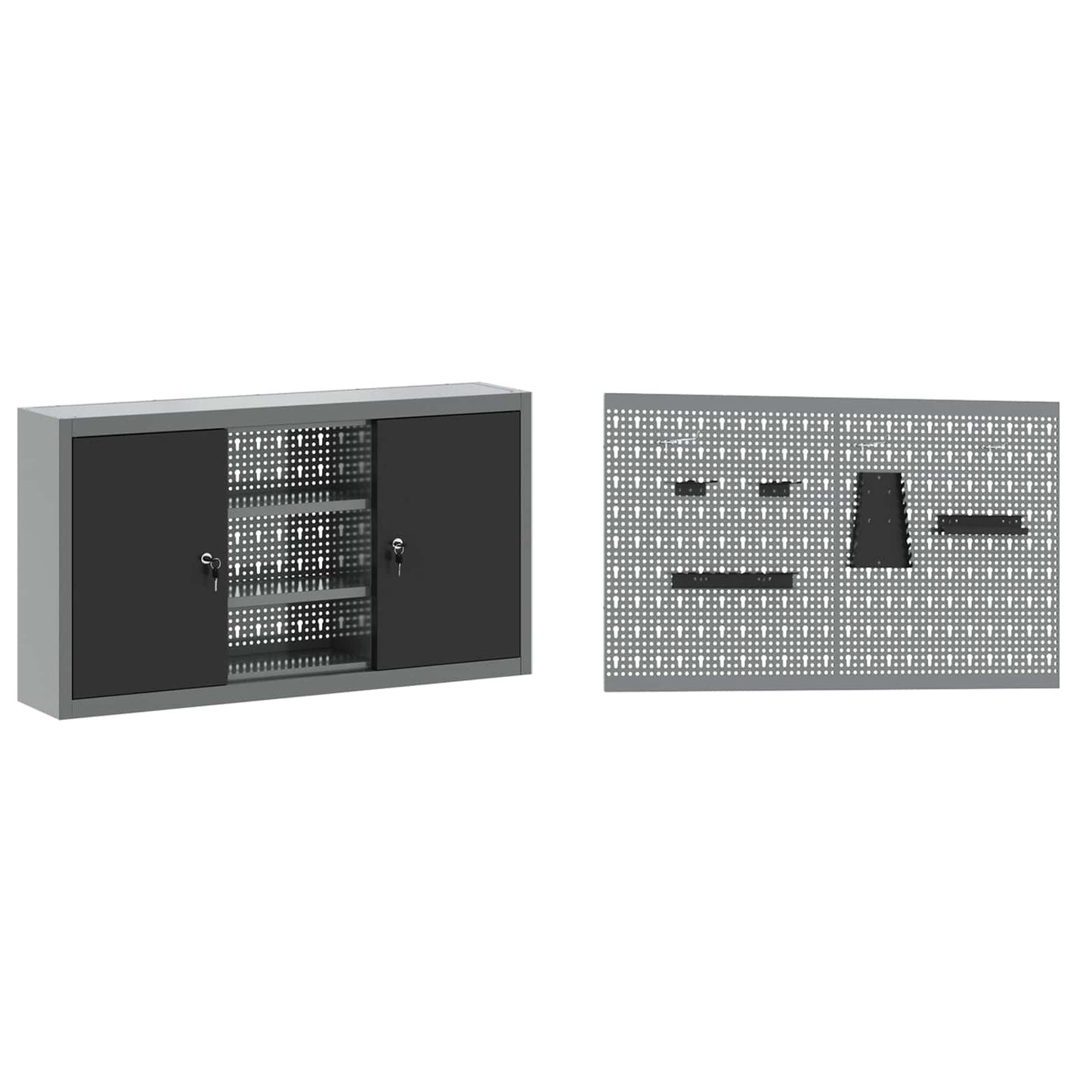 Work Cabinet Set with Drawer with Shelf Manual 5 pcs Black
