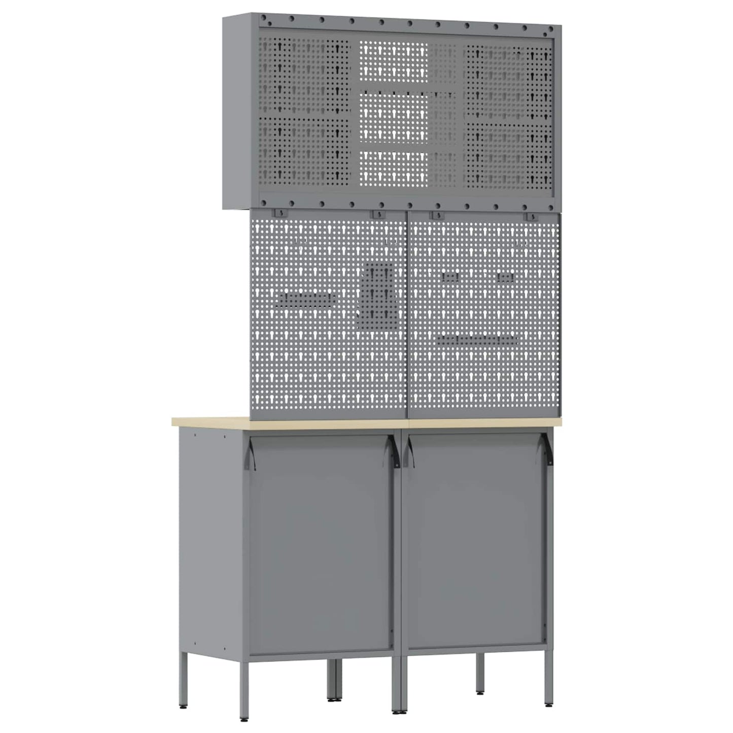 Work Cabinet Set with Drawer with Shelf Manual 5 pcs Black