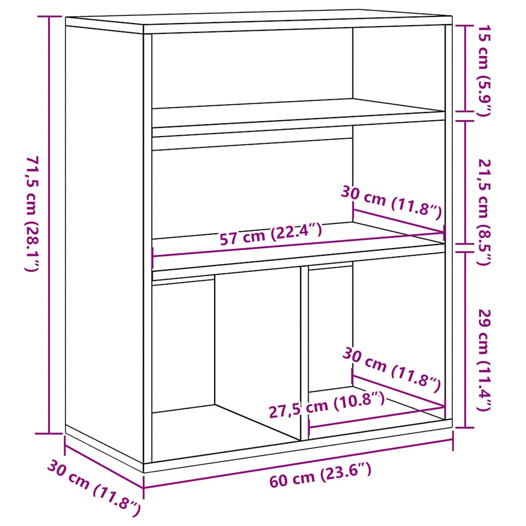 Book Cabinet Sonoma Oak 60x30x71,5 cm Engineered Wood