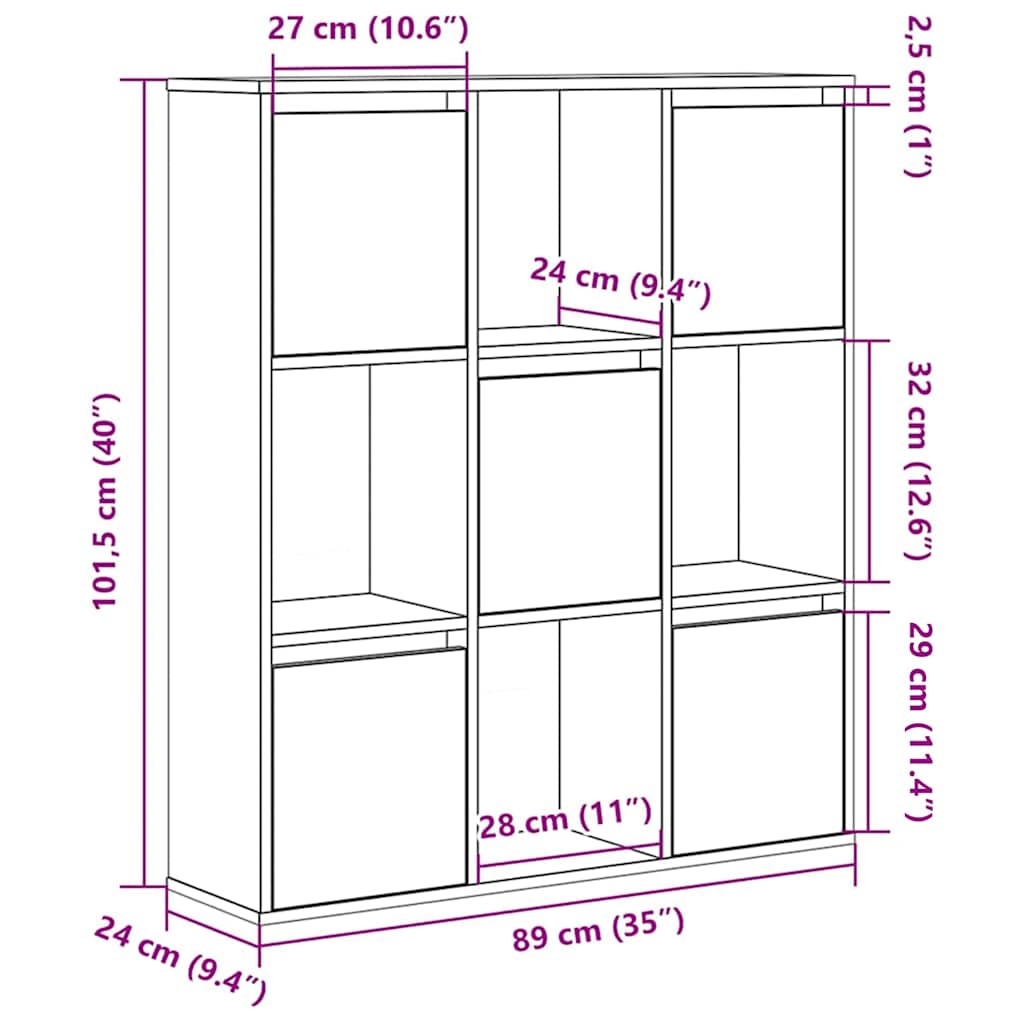 Bookcase Brown Oak 89x24x101.5 cm Engineered Wood
