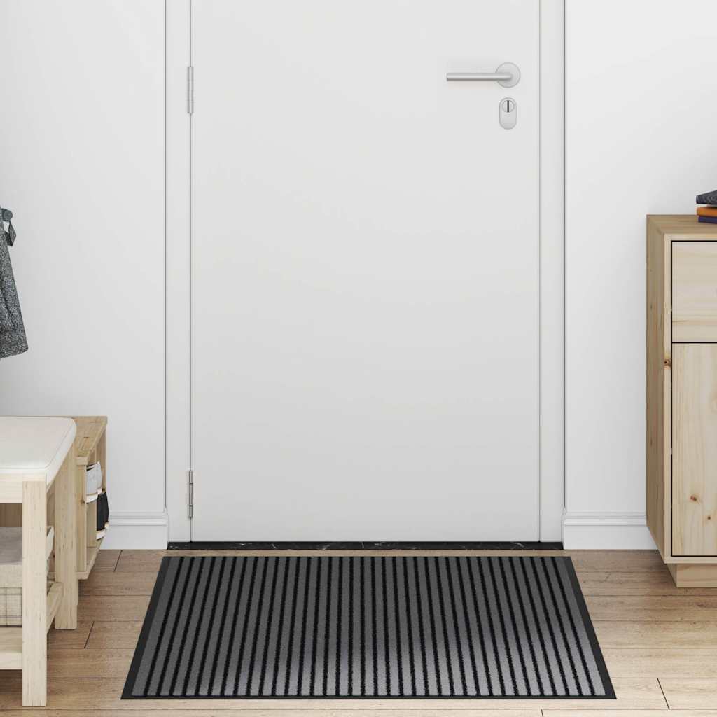Doormat Stripe Black and Grey 90x150 cm
