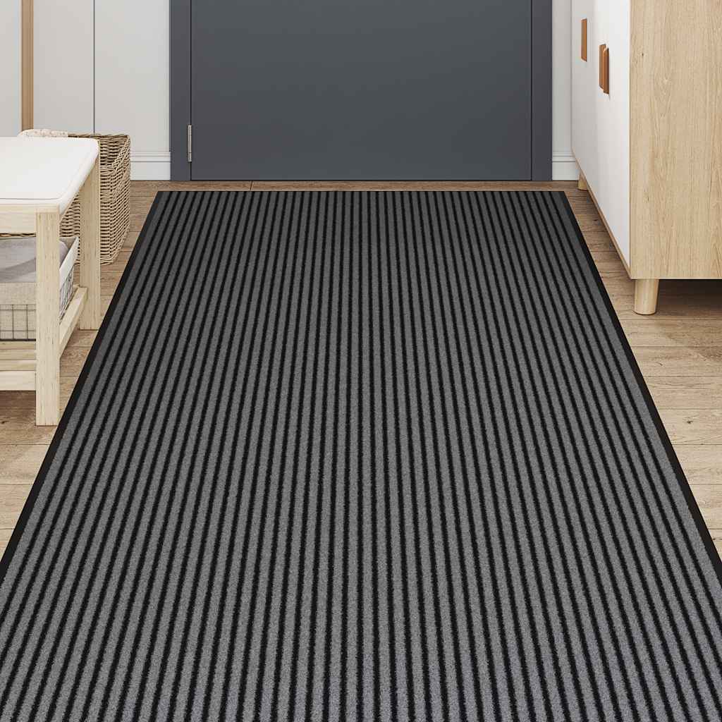 Doormat Stripe Black and Grey 115x300 cm