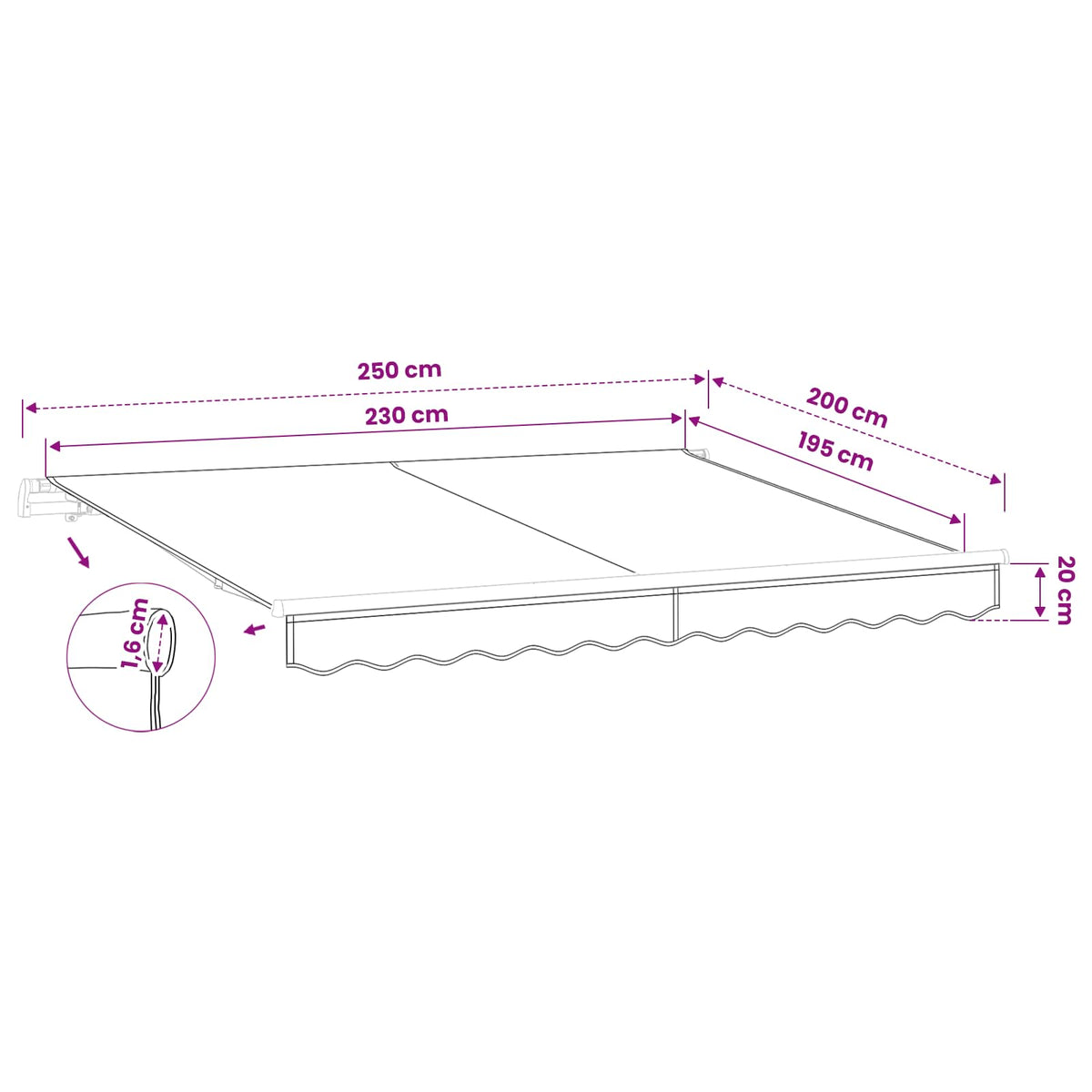 Awning Canopy Replacement for 2.5x2 m Cream Polyester