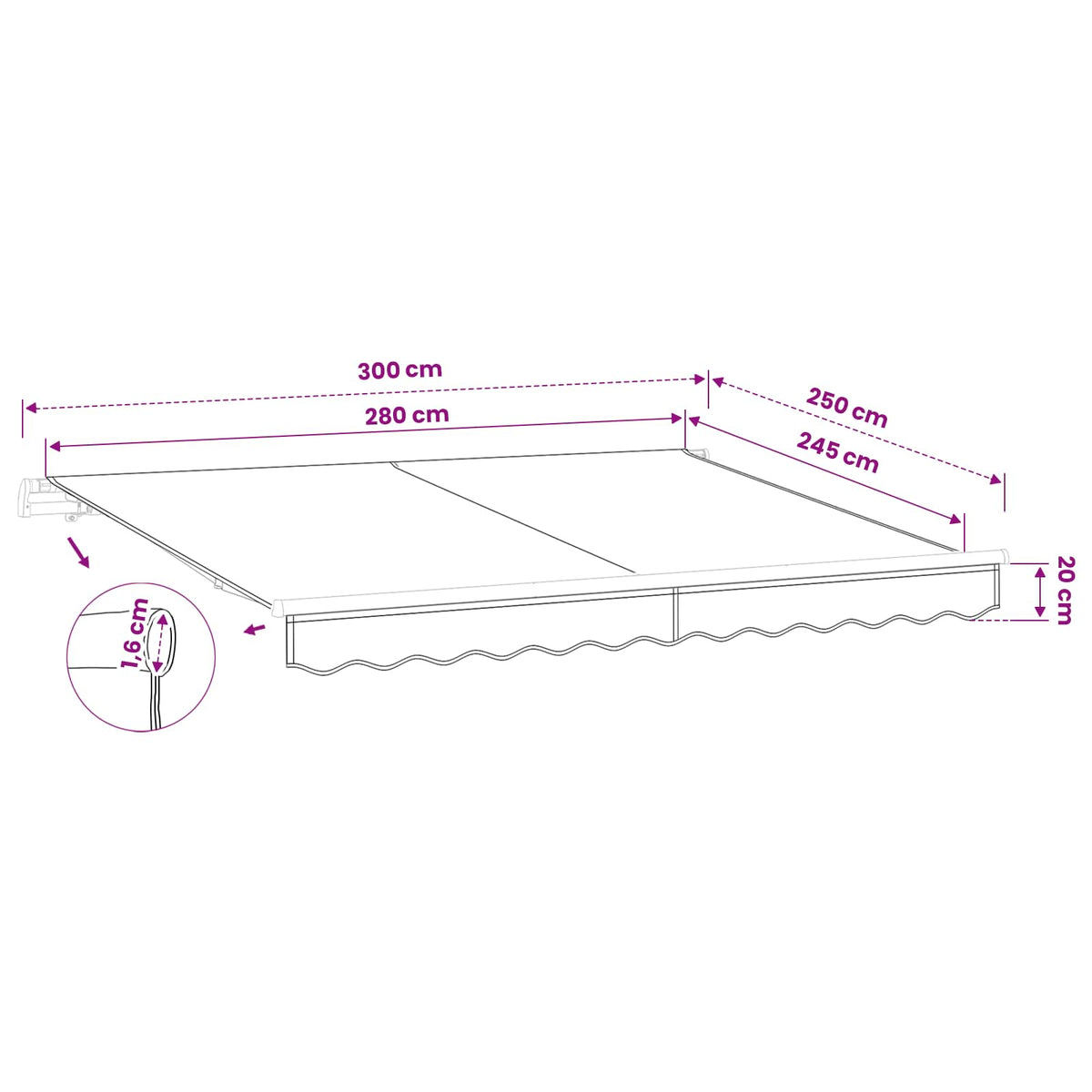Awning Canopy Replacement for 3x2.5 m Light Grey Polyester