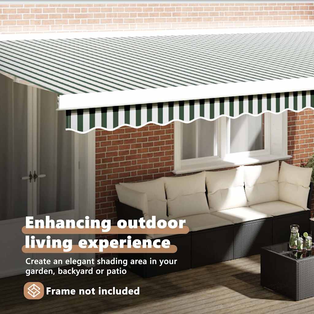 Awning Replacement Fabric Green and White 480 x 345 cm