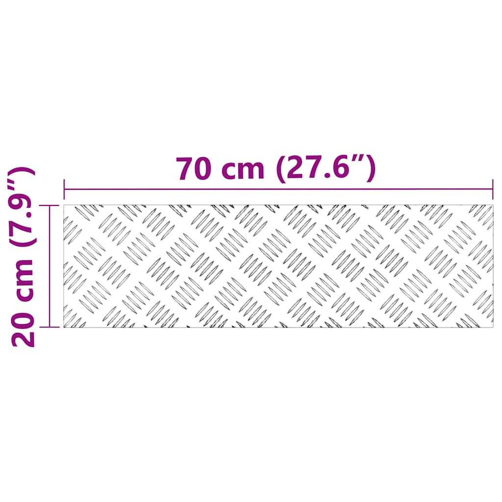 Stair Tread 2 pcs 70 x 20 cm Silver Aluminium Rectangular