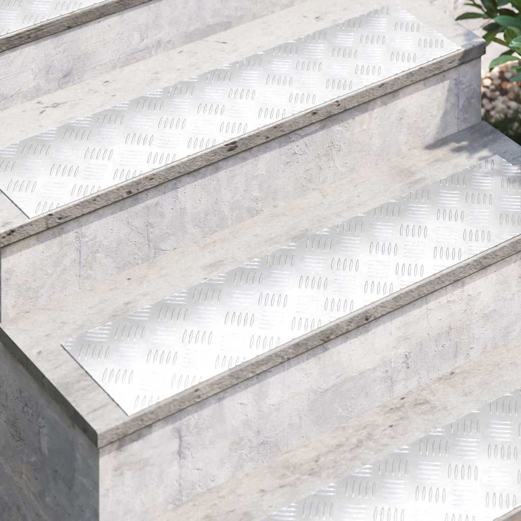 Stair Tread 4 pcs 90 x 20 cm Silver Aluminium Rectangular