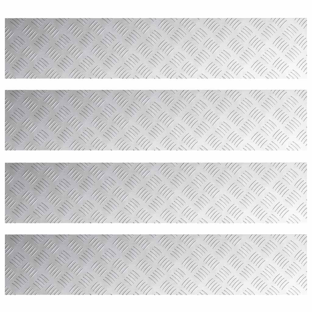 Stair Tread 4 pcs 100 x 20 cm Silver Aluminium Rectangular