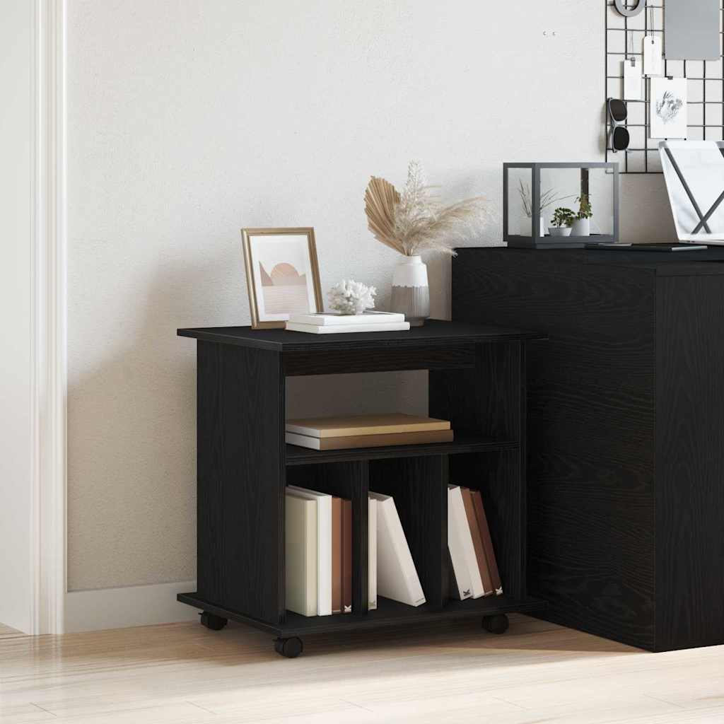 Rolling Cabinet 60 x 45 x 55 cm Engineered Wood Black Oak