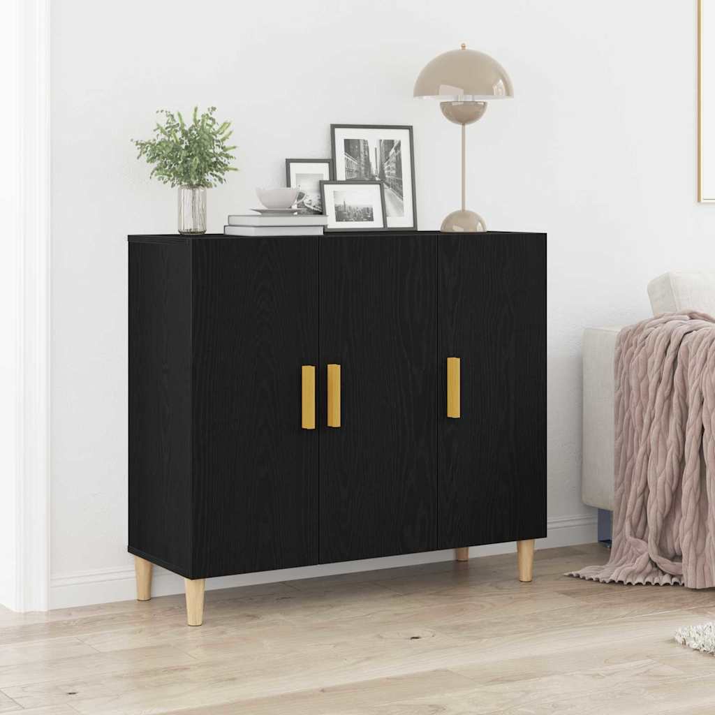 Sideboard Black Oak 90 x 34 x 80 cm Engineered Wood