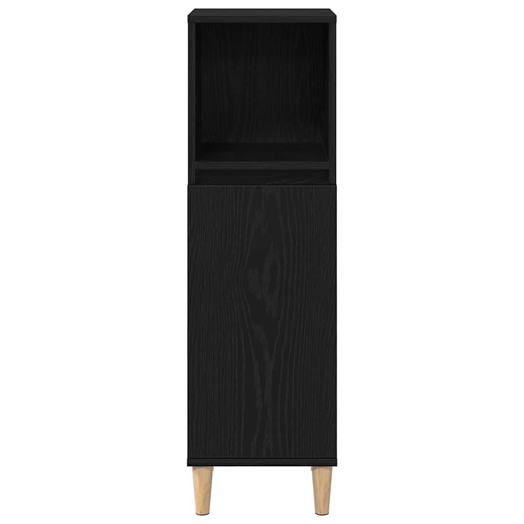 Bathroom Cabinet Black Oak 30 x 30 x 100 cm Engineered Wood
