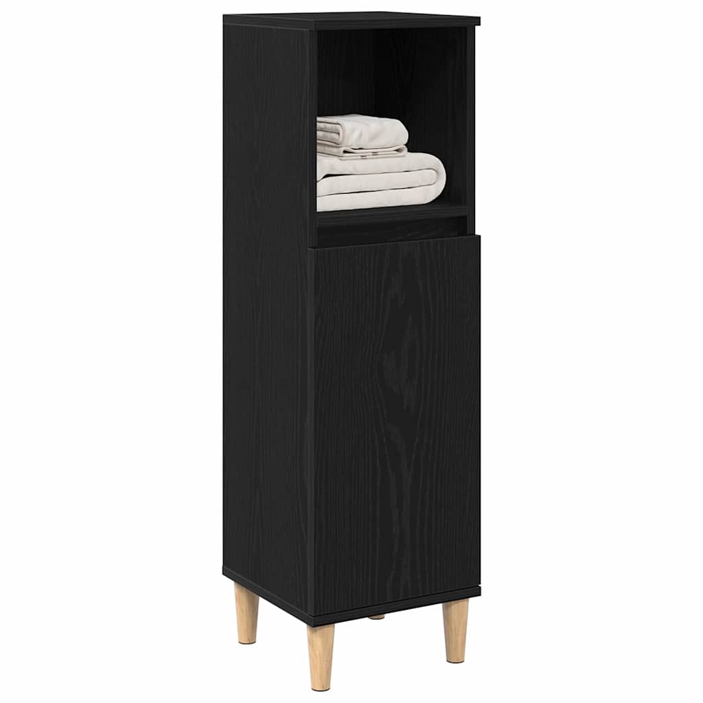 Bathroom Cabinet Black Oak 30 x 30 x 100 cm Engineered Wood