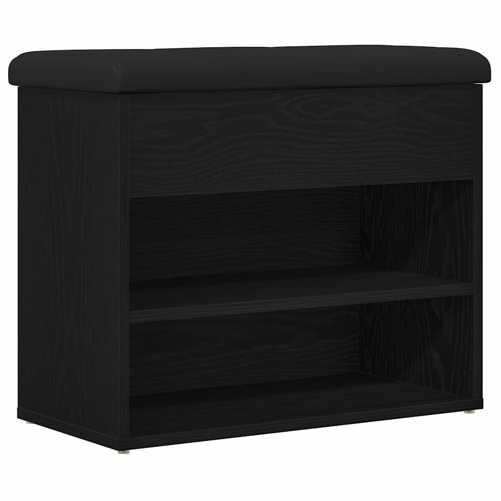 Storage Bench Black Oak 62 x 32 x 50 cm Engineered Wood