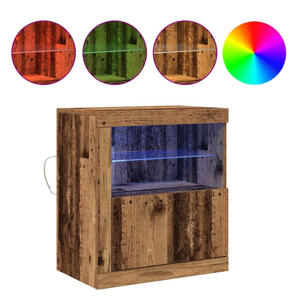 LED Sideboard Brown 60.5 x 37 x 67 cm Engineered Wood