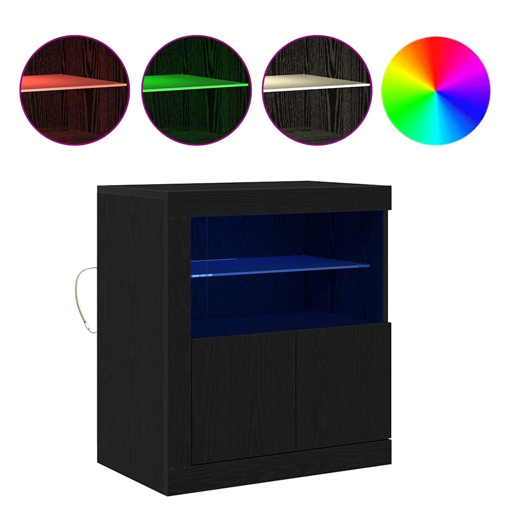 LED Sideboard Black 60.5 x 37 x 67 cm Engineered Wood