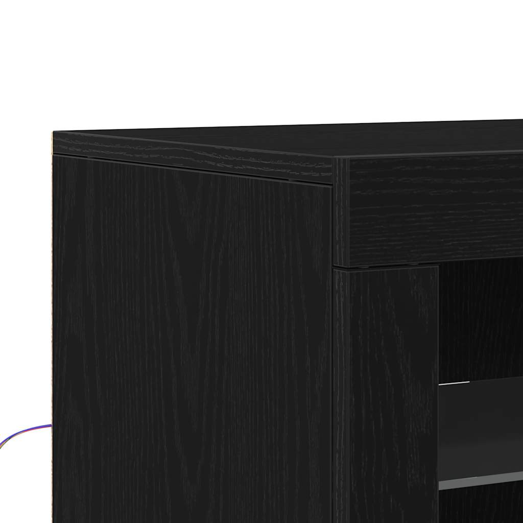 LED Sideboard 2 pcs 41 x 37 x 67 cm Engineered Wood Black Oak