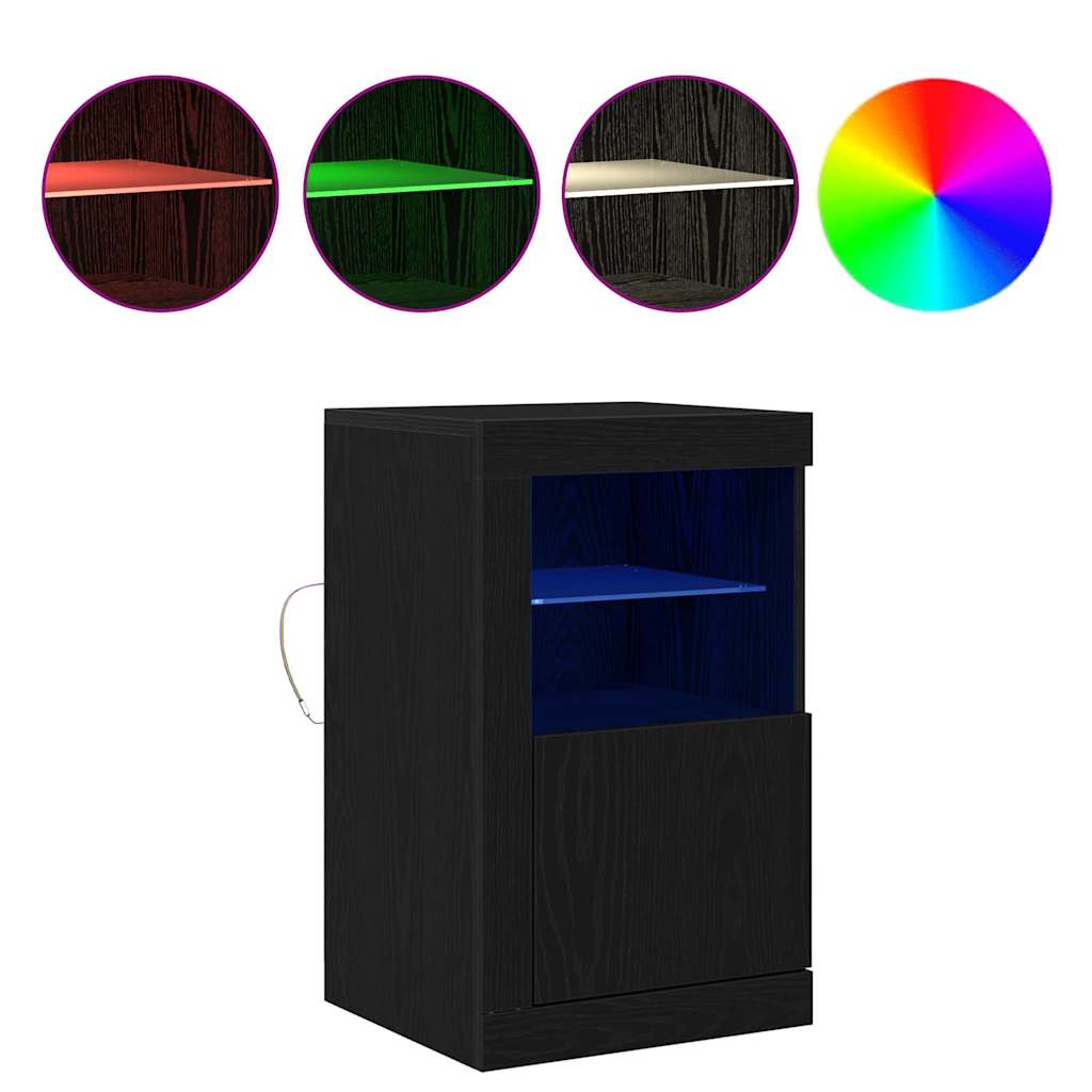 LED Sideboard 2 pcs 41 x 37 x 67 cm Engineered Wood Black Oak