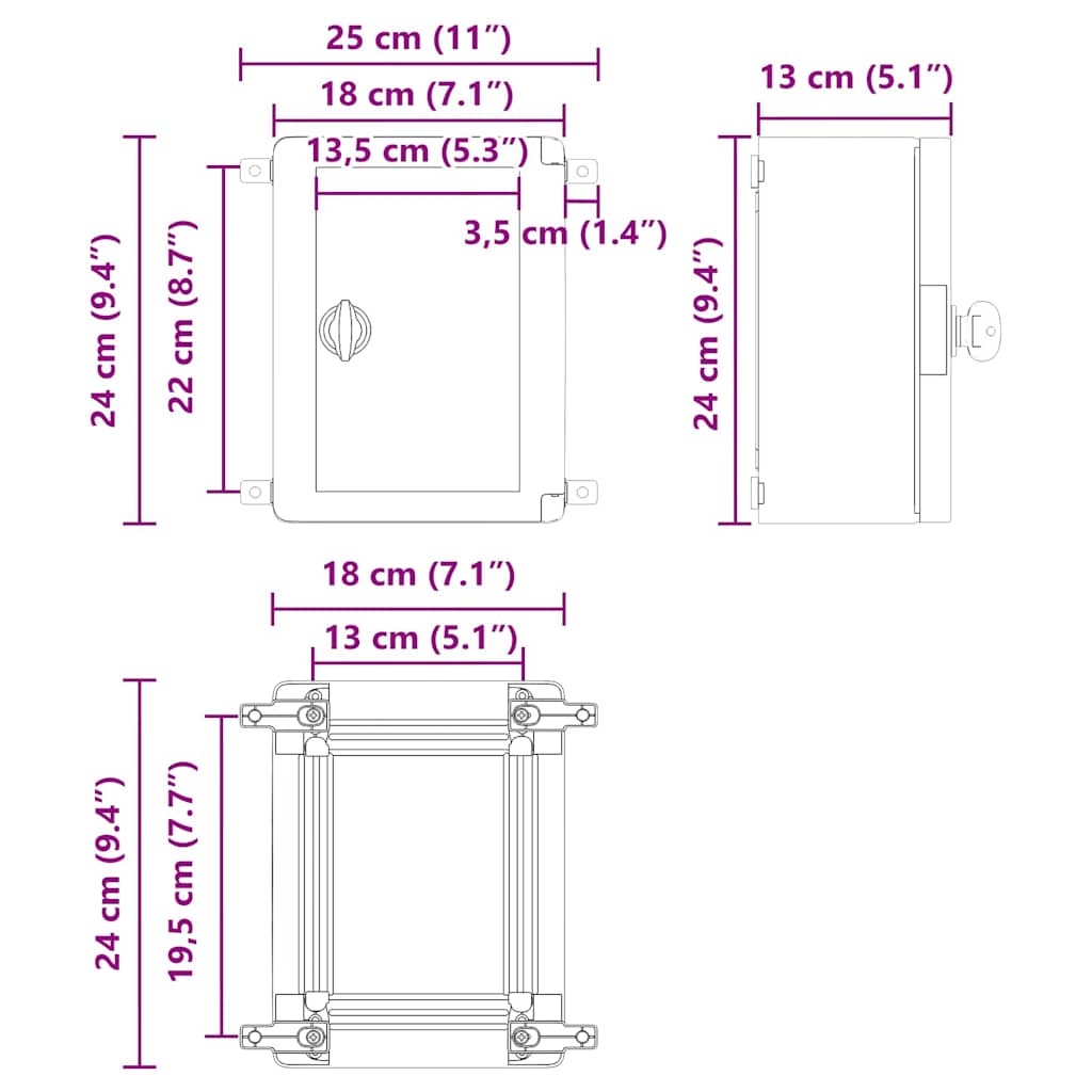 Control Cabinet Grey 25 x 13 x 24 cm ABS Plastic