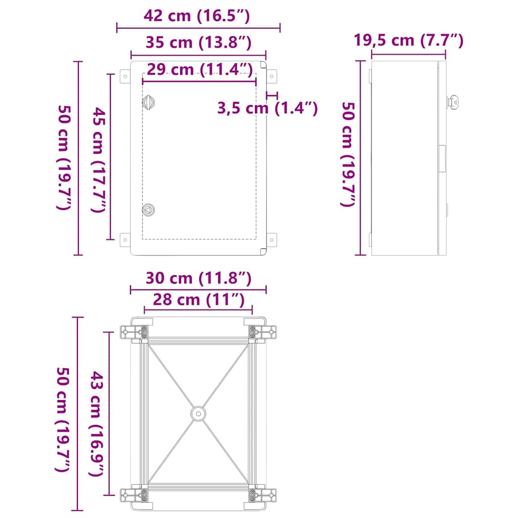 Control Cabinet Grey 42 x 19.5 x 50 cm ABS Plastic