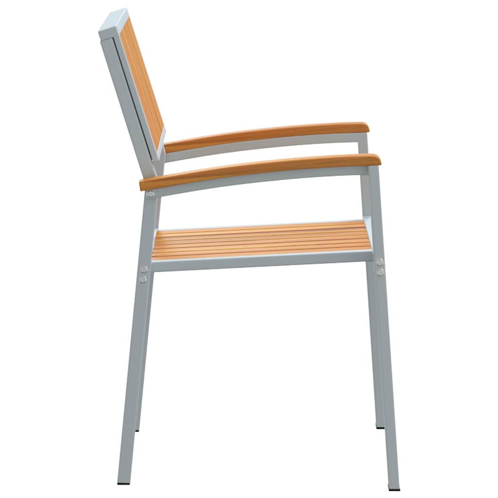 Stacking Chair 2 pcs Brown Solid Acacia Wood Stackable
