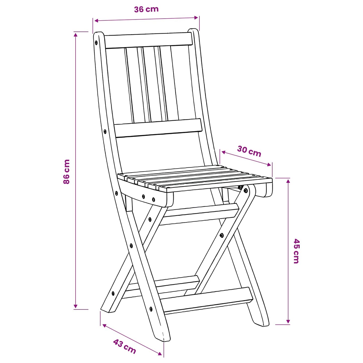 Garden Chair 2 pcs Solid Acacia Wood
