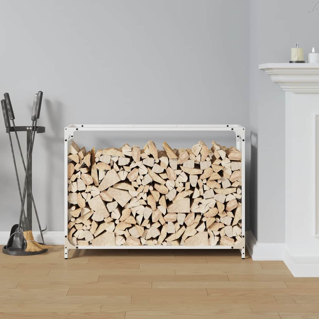 Firewood Rack White 90x28x65 cm Cold-rolled steel