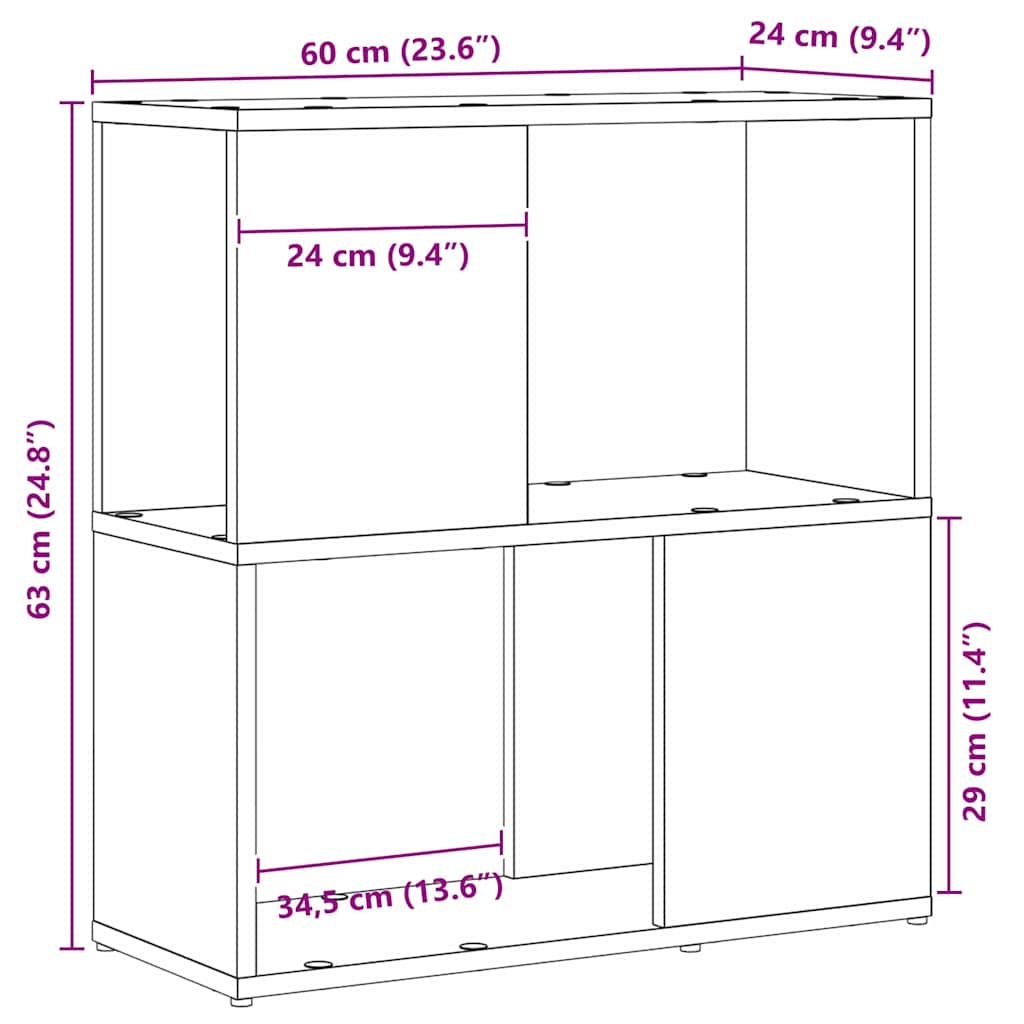 TV Cabinet Set 60 x 24 x 63 cm Black Engineered Wood