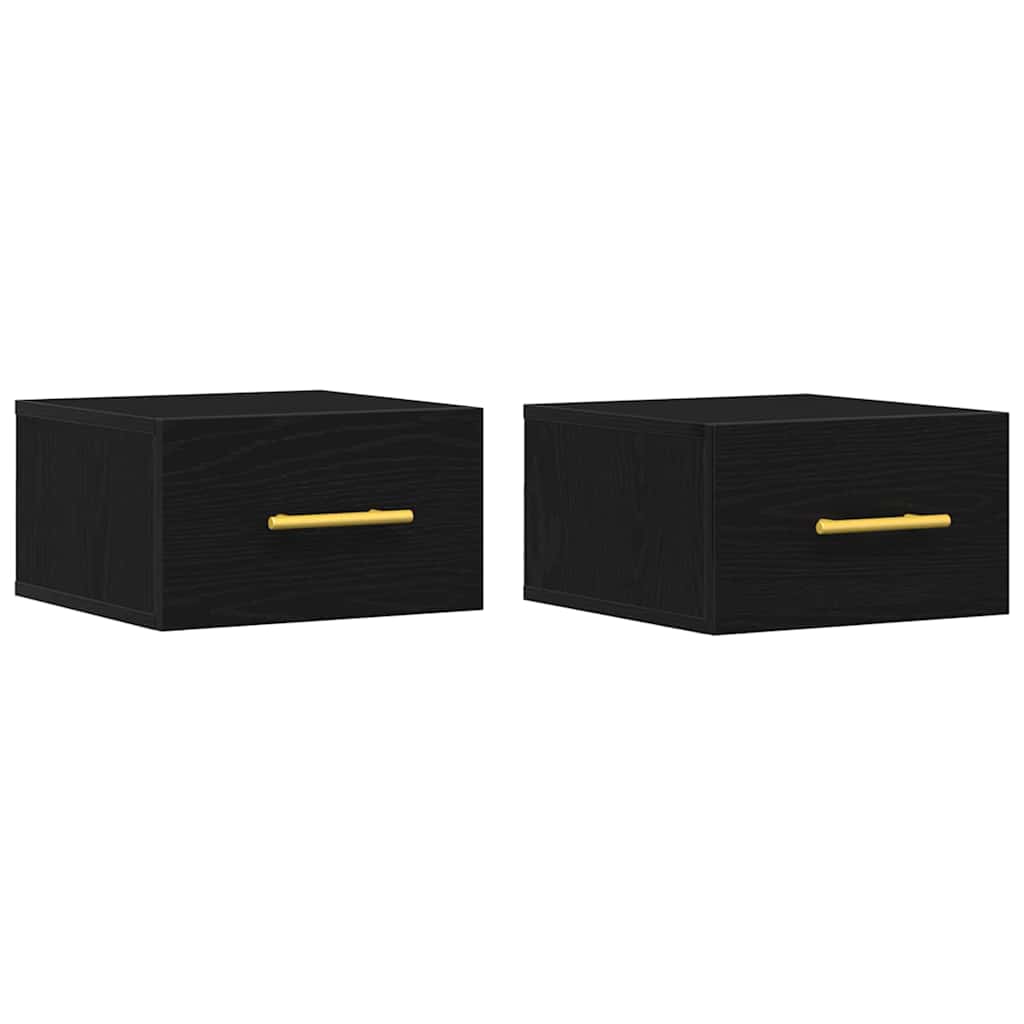 Bedside Cabinet 2 pcs 35 x 35 x 20 cm Engineered Wood Black Oak