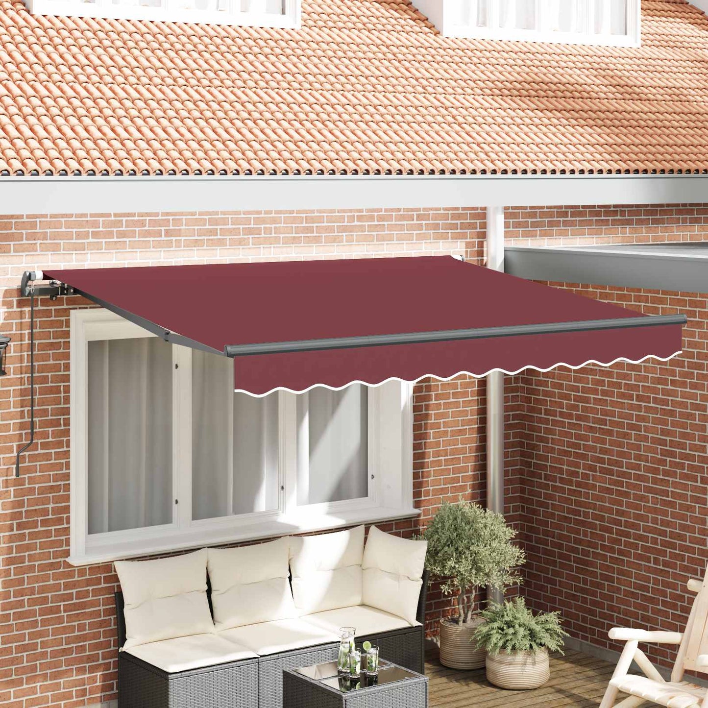 Retractable Awning Burgundy 300 x 200 cm Fabric