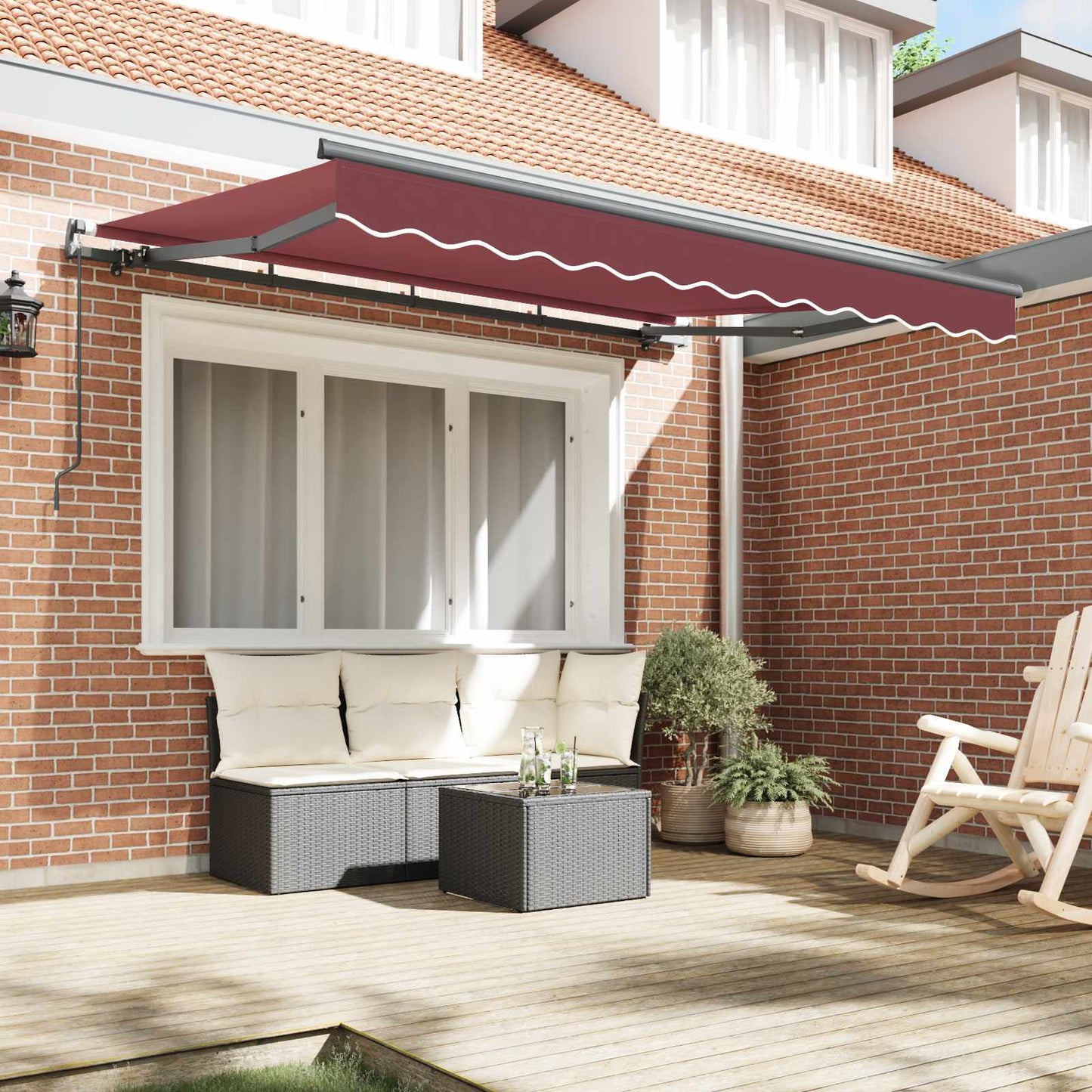 Retractable Awning Burgundy 300 x 200 cm Fabric
