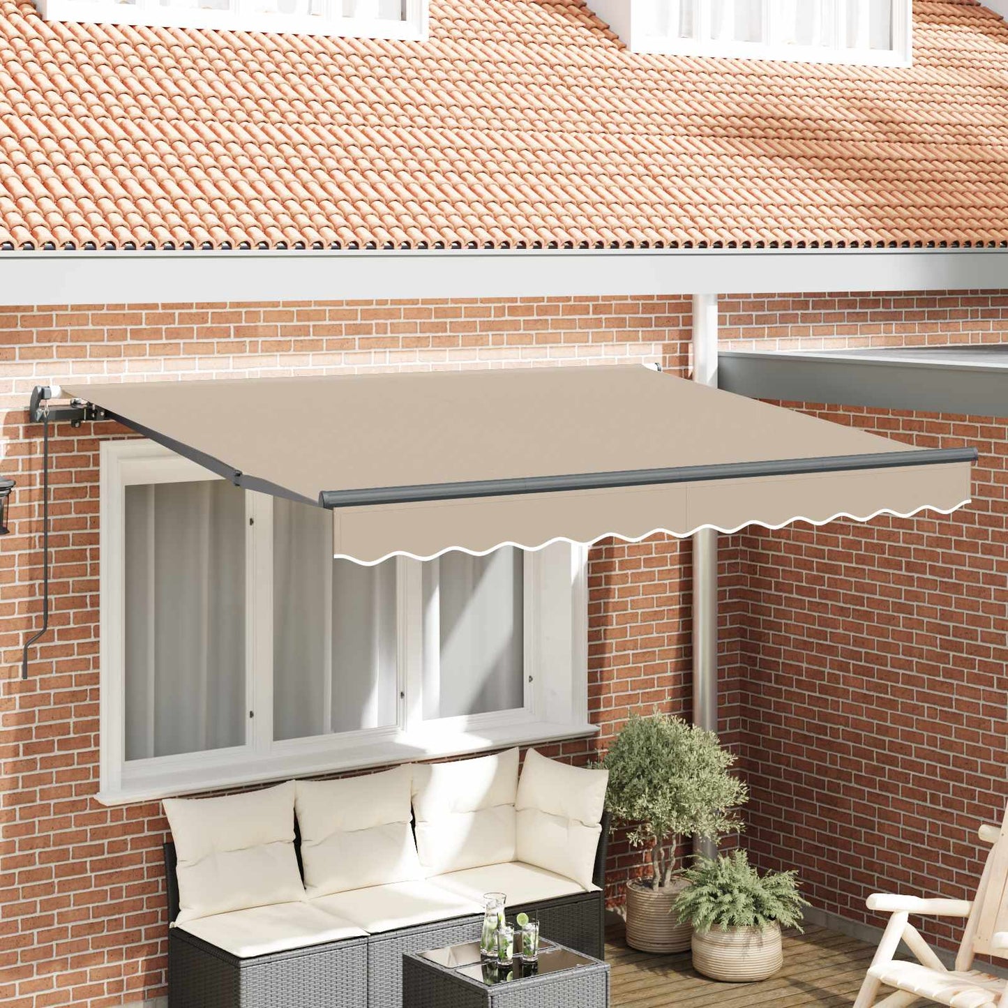Retractable Awning Beige 350 x 200 cm Fabric