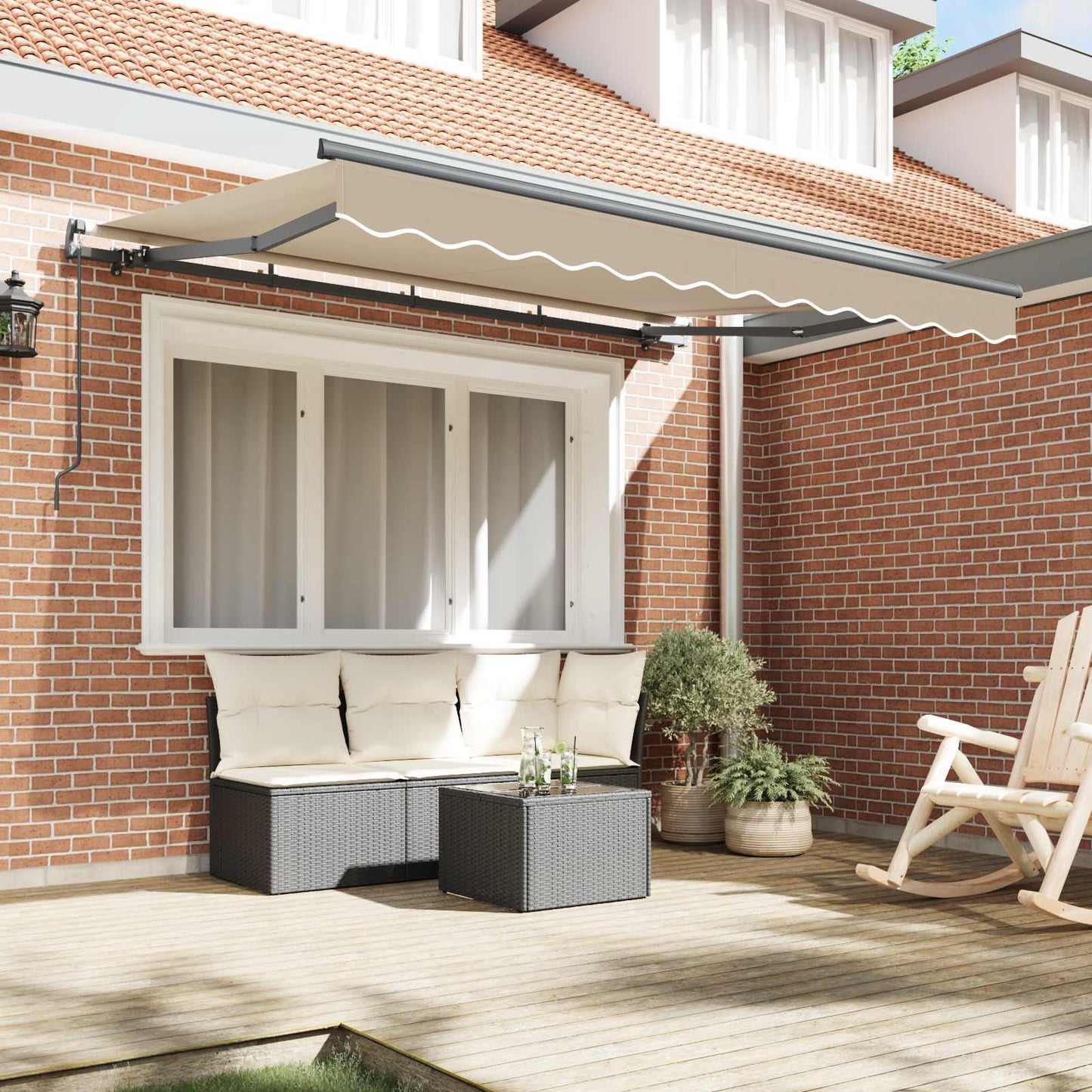 Retractable Awning Beige 350 x 200 cm Fabric