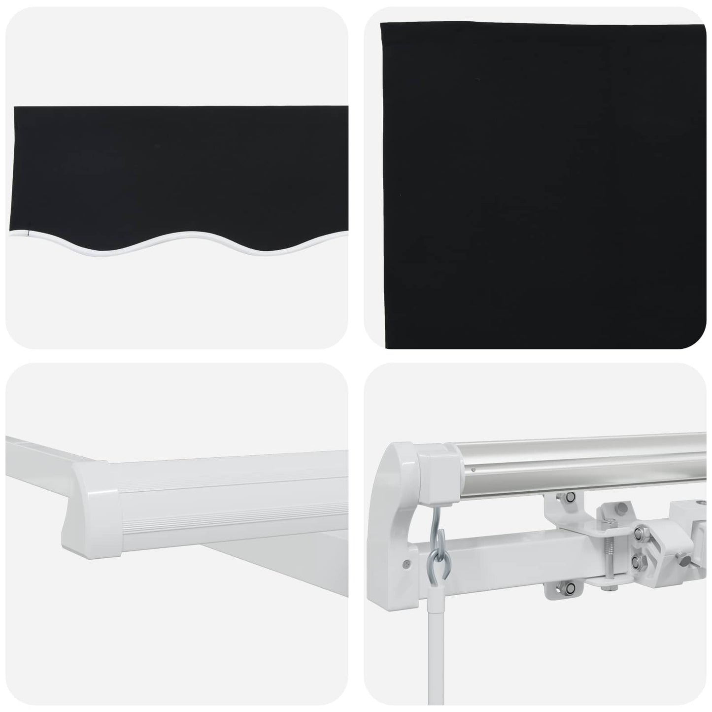 Retractable Awning Black 350 x 250 cm Polyester and Aluminium