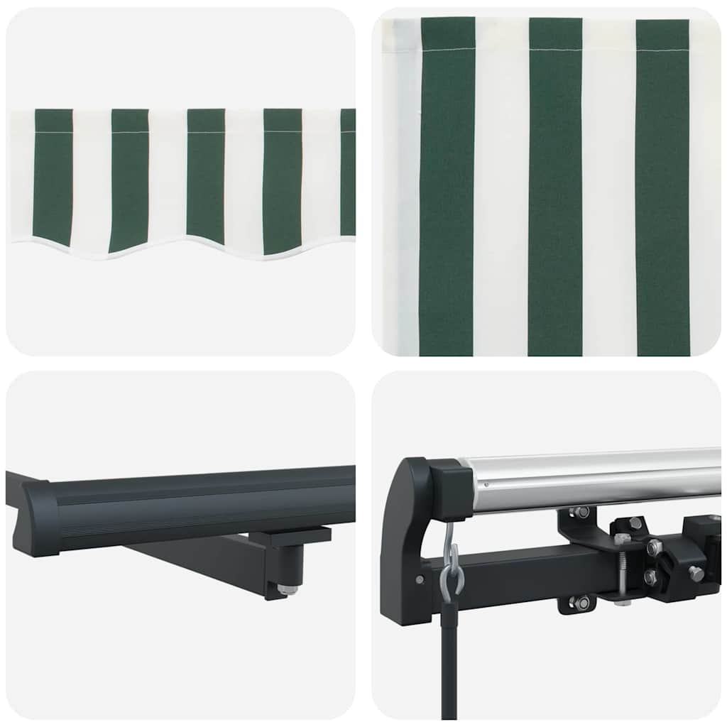 Retractable Awning Green and White 400 x 300 cm