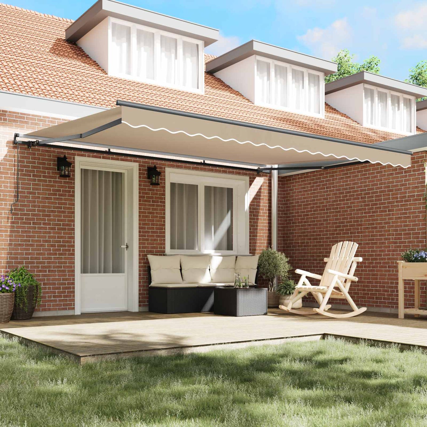 Retractable Awning Beige 450 x 350 cm Polyester and Aluminium