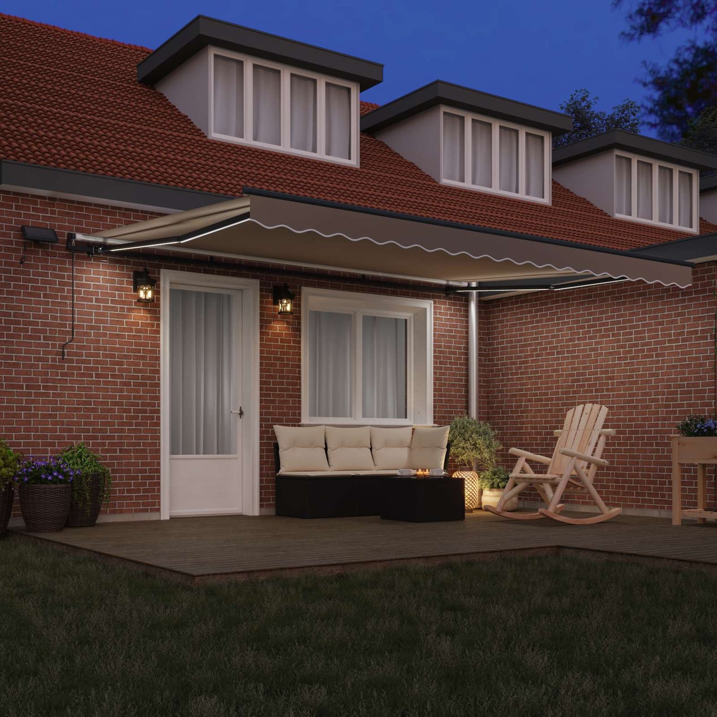 Retractable Awning Beige 450 x 350 cm Fabric and Aluminium