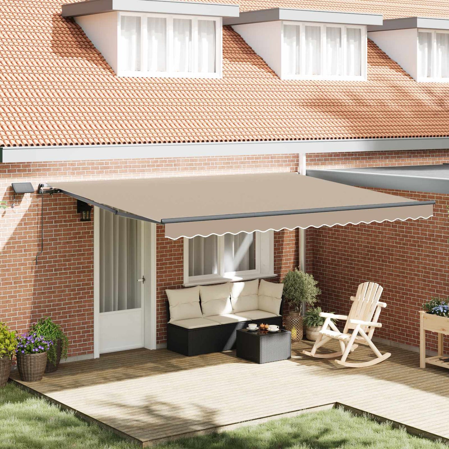 Retractable Awning Beige 450 x 350 cm Fabric and Aluminium