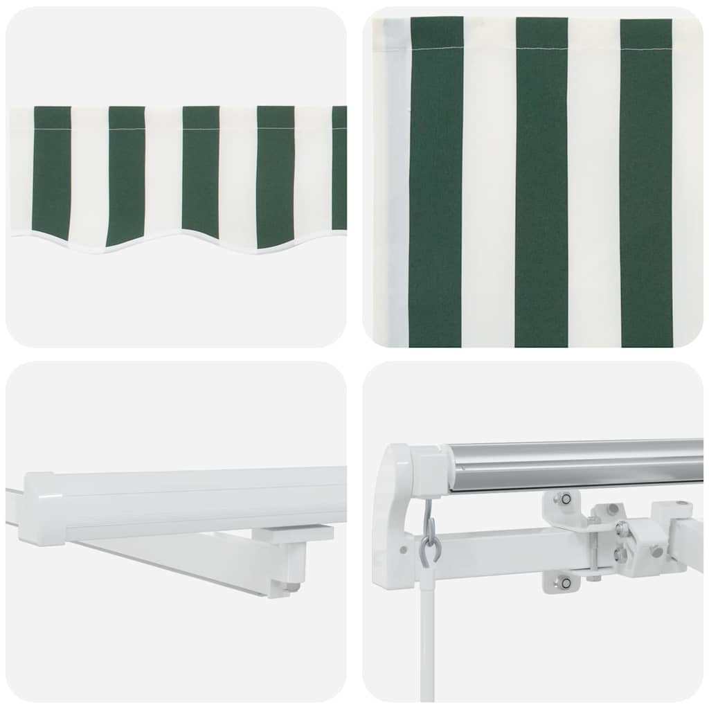 Retractable Awning Green and White 600 x 350 cm