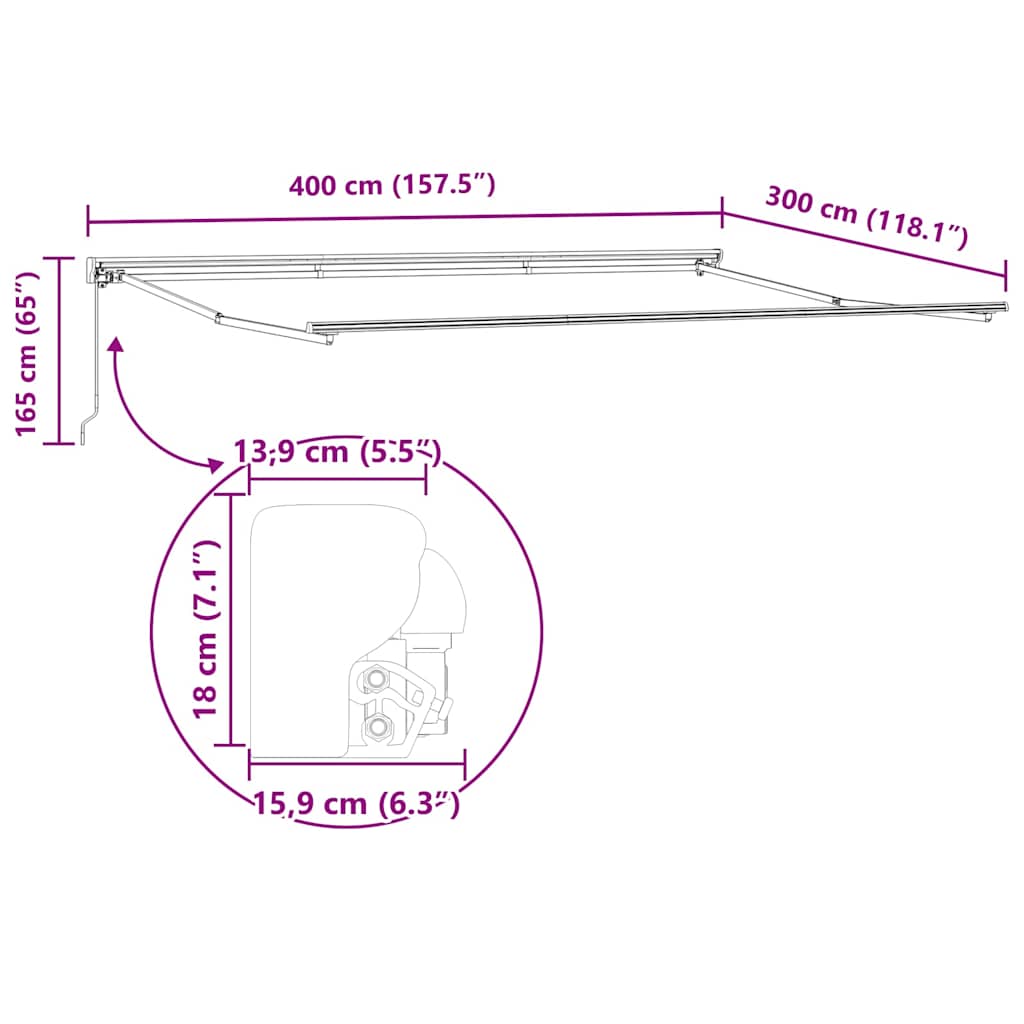 Awning Frame Manual Adjustable Anthracite 4 x 3 m Steel