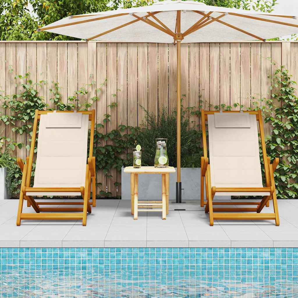 Beach Chair 2 pcs Brown Solid Acacia Wood