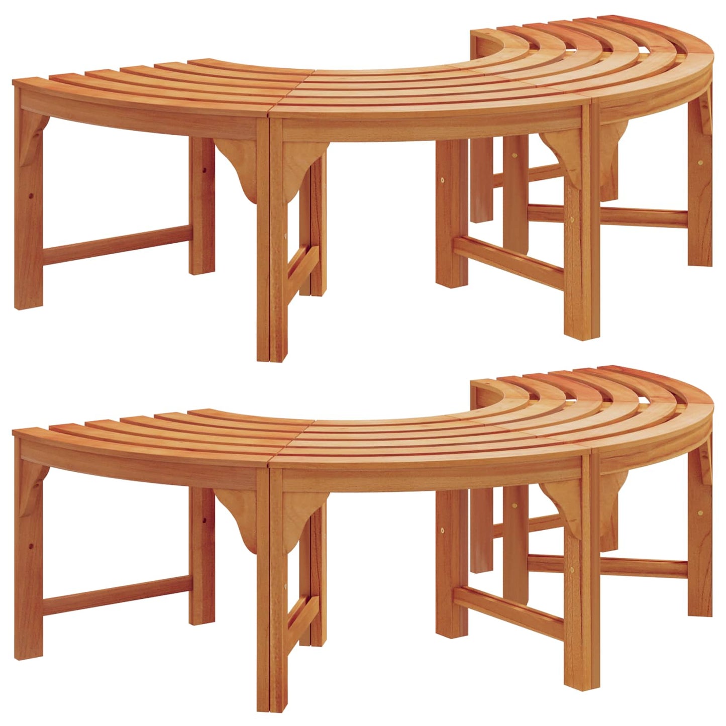 Tree Bench 8 -Seater 2 pcs 160 x 80 x 45cm Natural