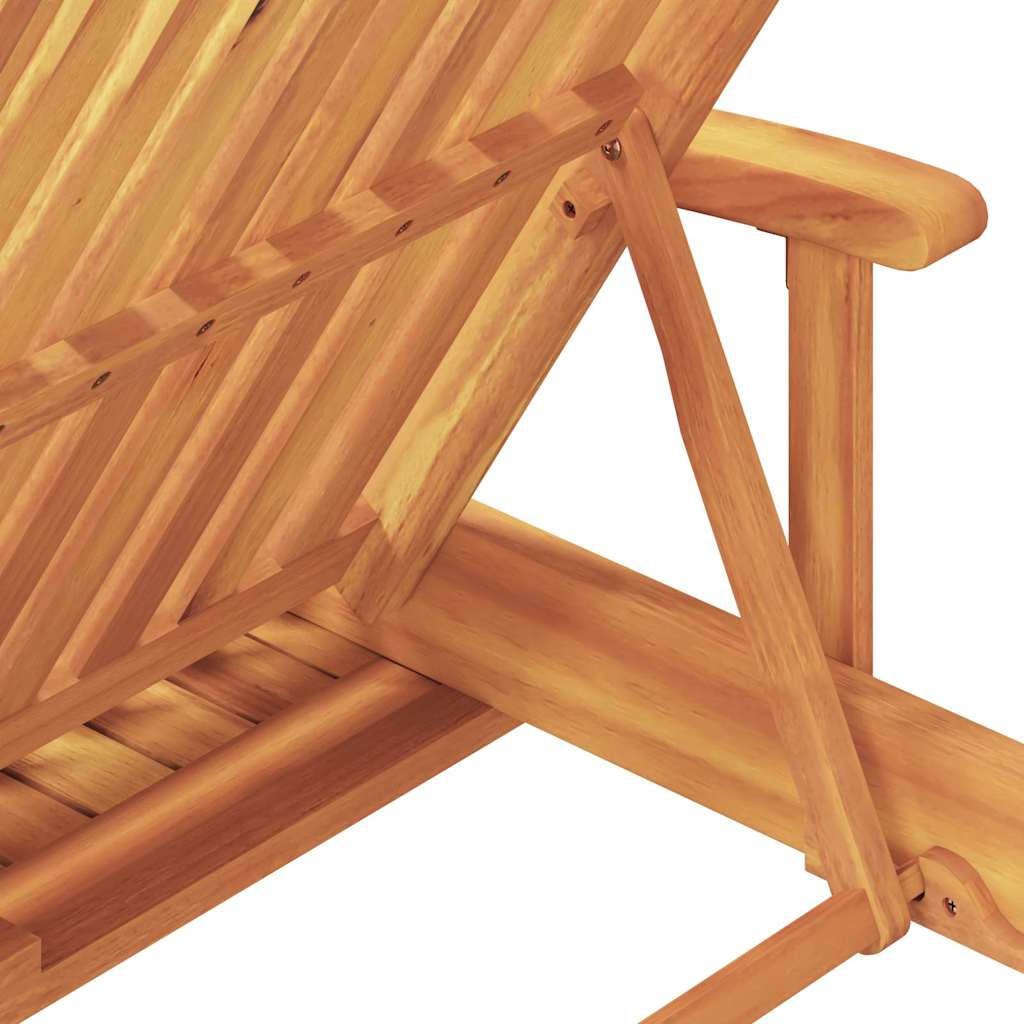 Sun Lounger 3 pcs Solid Acacia Wood Beige