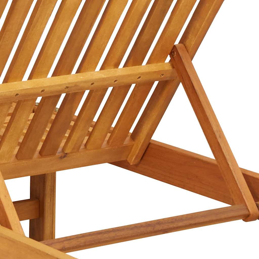 Sun Lounger 2 pcs Solid Acacia Wood Brown