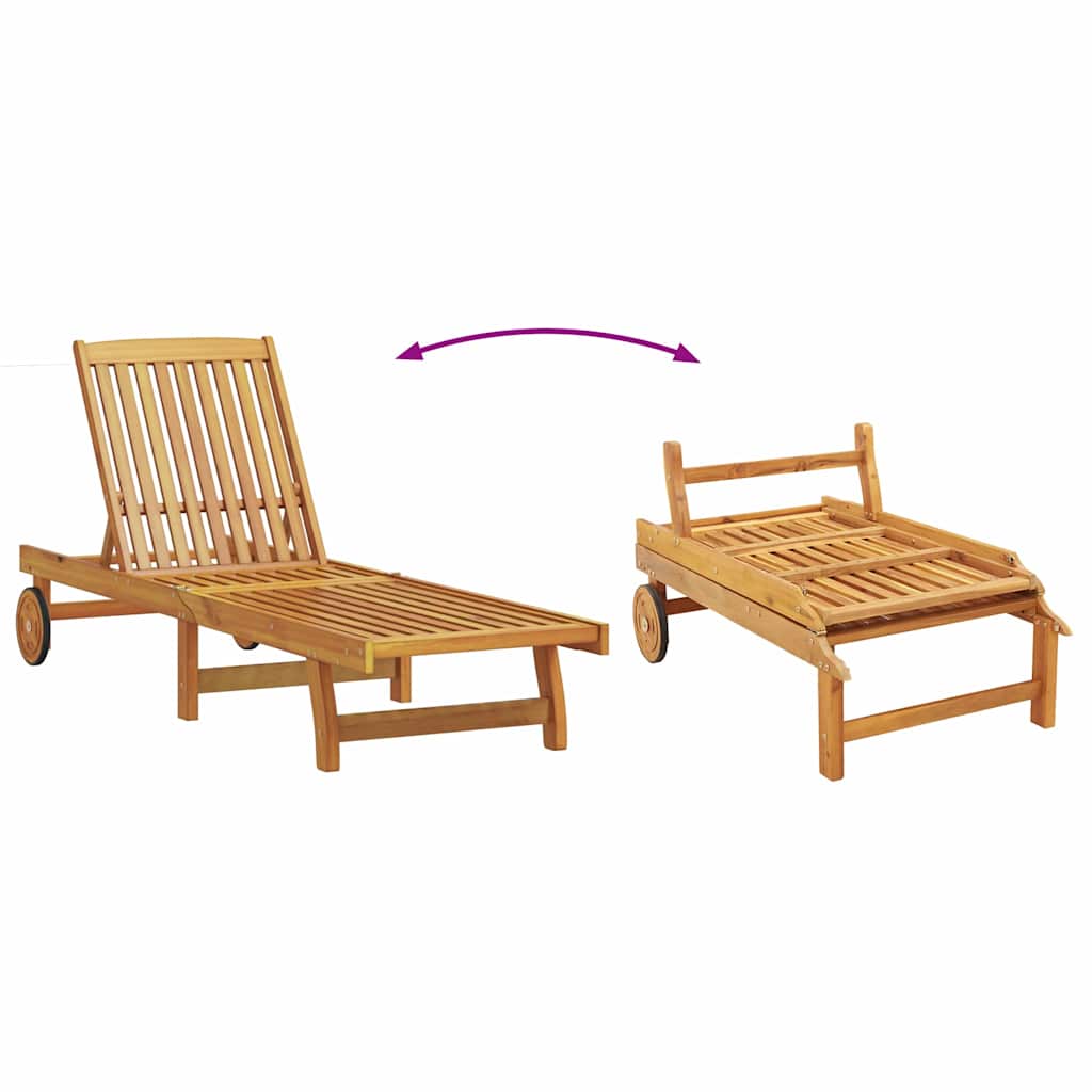Sun Lounger 3 pcs Solid Acacia Wood Brown