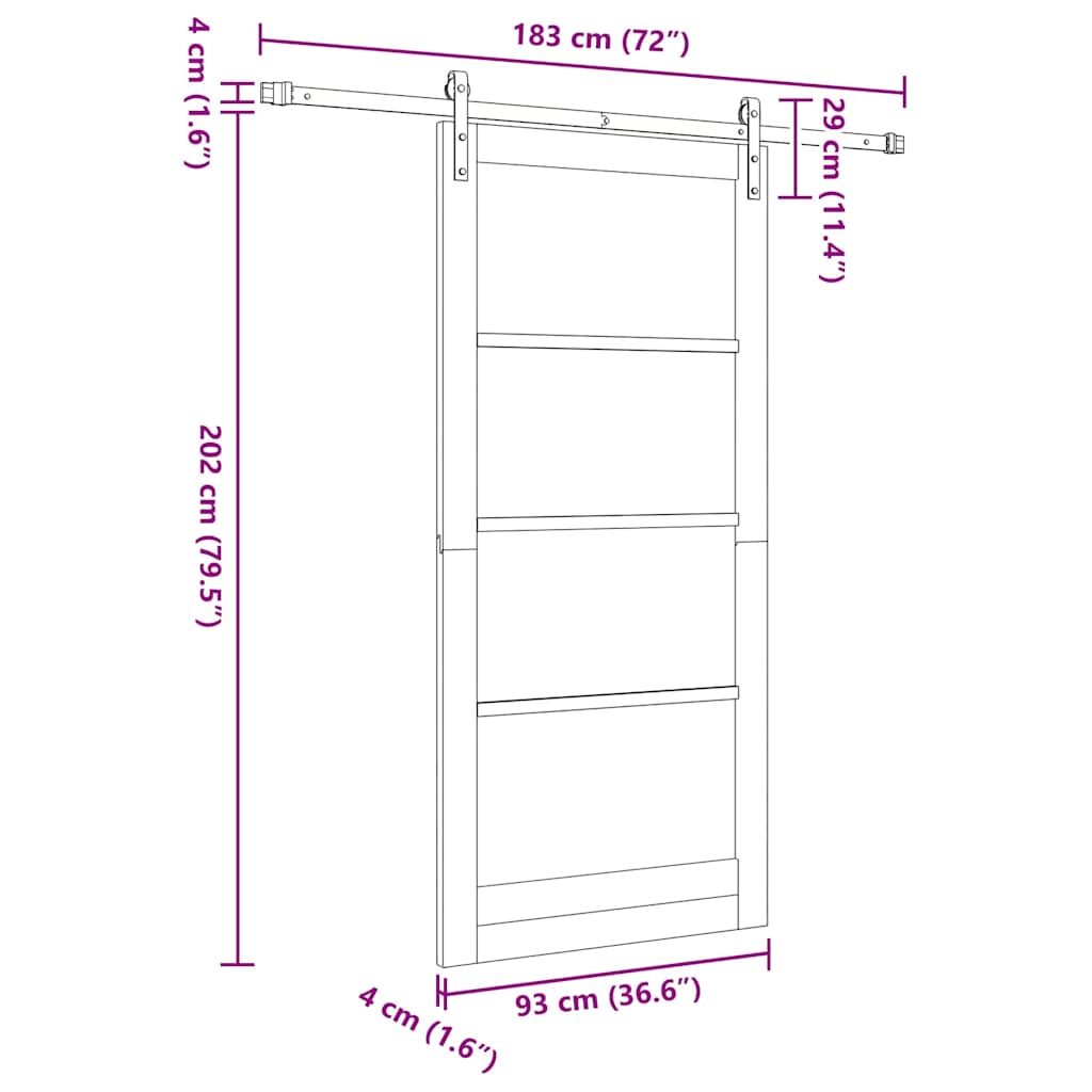 Sliding Door ORKDAL White and Black 93 x 202 cm