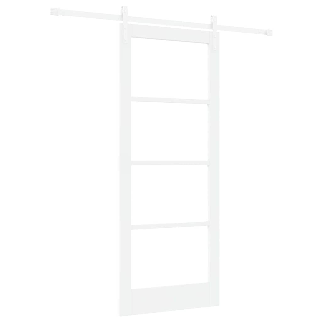 Sliding Door ORKDAL White 83 x 202 cm Solid Pine Wood and Glass