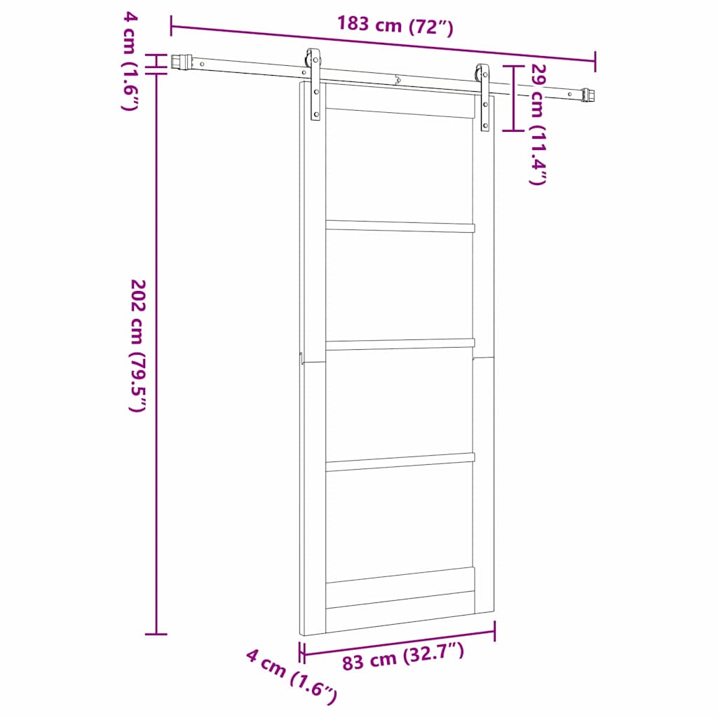 Sliding Door ORKDAL White 83 x 202 cm Solid Pine Wood and Glass