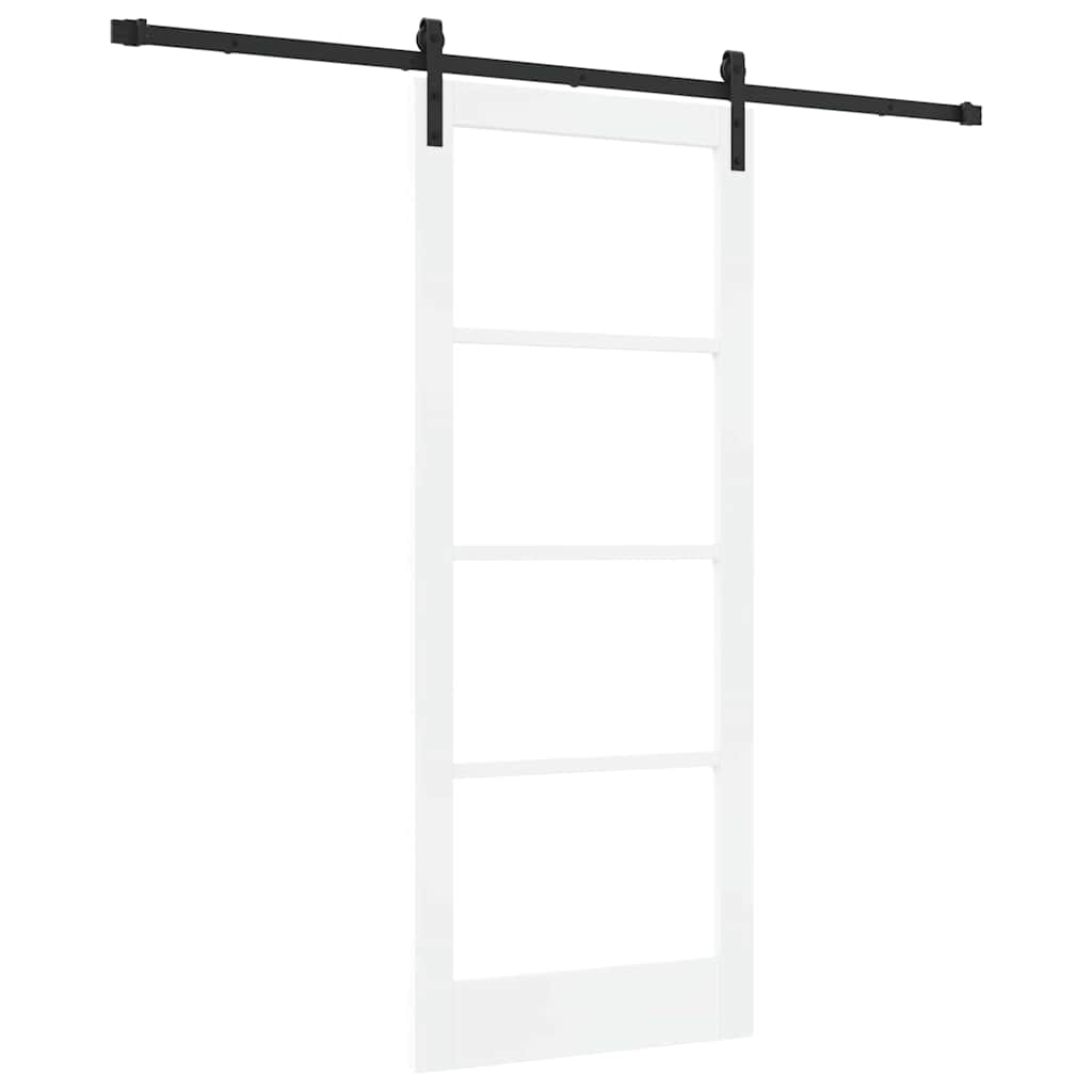 Sliding Door ORKDAL White 83 x 202 cm Solid Pine Wood and Glass