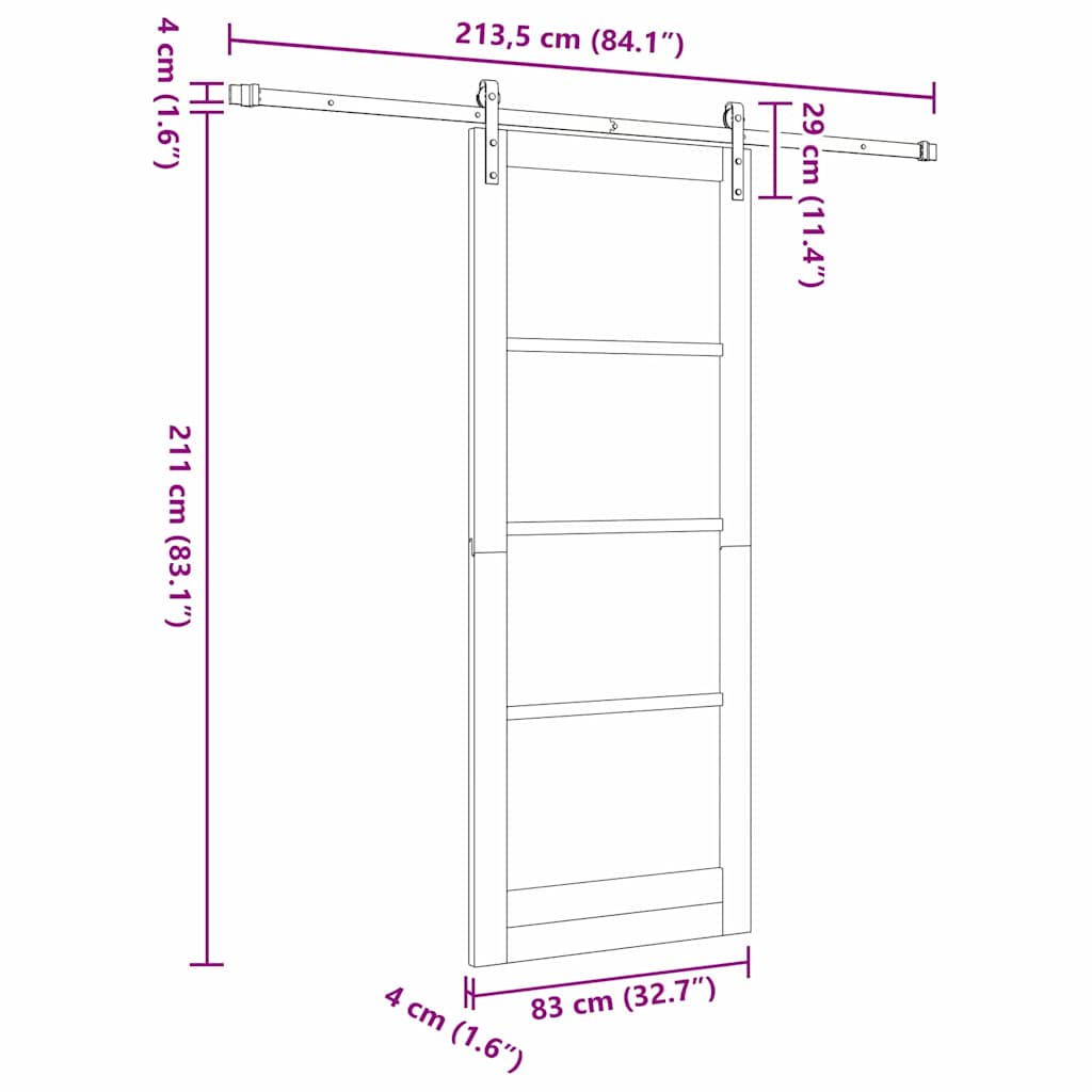 Sliding Door ORKDAL White 83 x 211 cm Solid Pine Wood and Glass